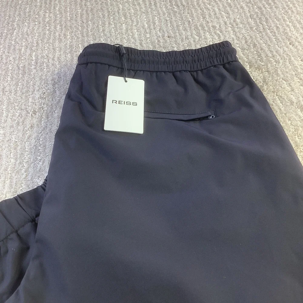 REISS Mens Navy Climb Trouser Relaxed Fit Drawstring Waist Zip Ankle Size 36 NWT